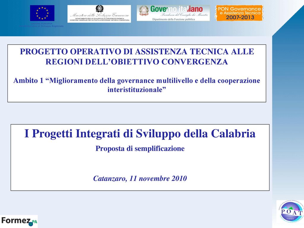I Progetti Integrati di Sviluppo della Calabria