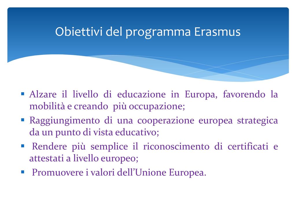 Obiettivi del programma Erasmus