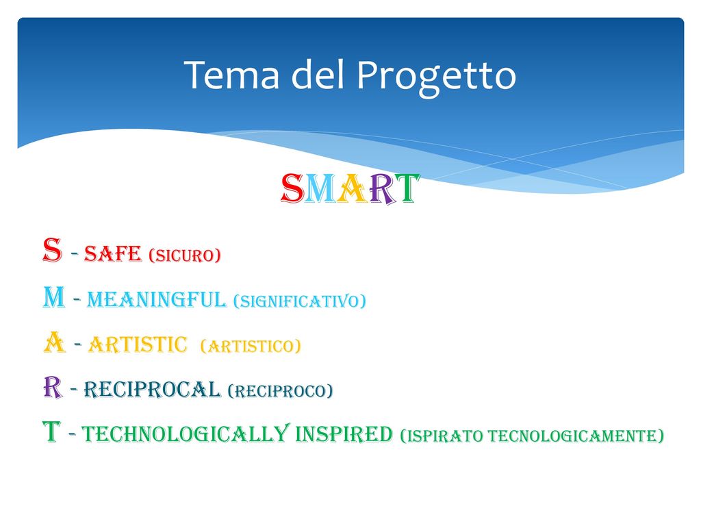Tema del Progetto SMART S - SAFE (SICURO)