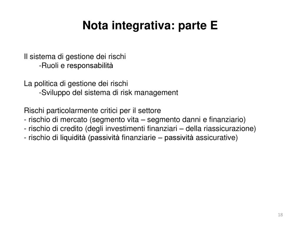 Nota integrativa: parte E