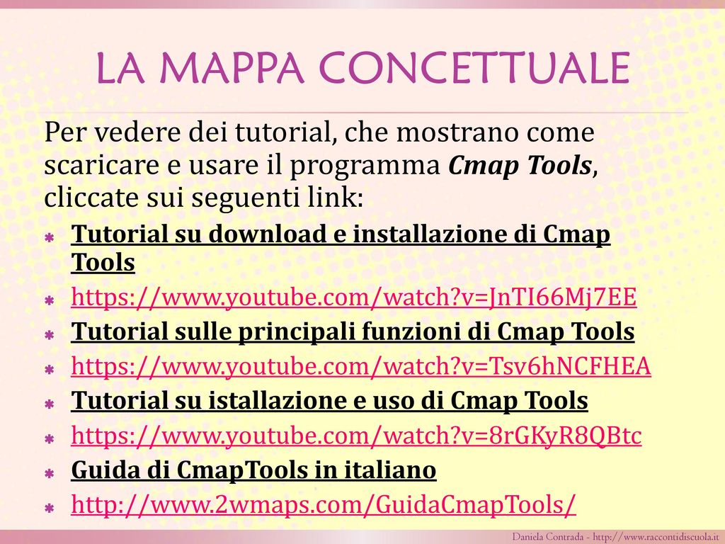 LA MAPPA CONCETTUALE Per vedere dei tutorial, che mostrano come scaricare e usare il programma Cmap Tools, cliccate sui seguenti link: