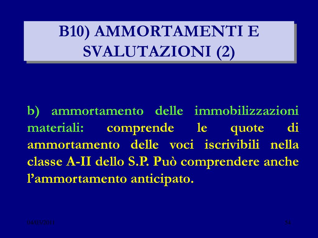 B10) AMMORTAMENTI E SVALUTAZIONI (2)