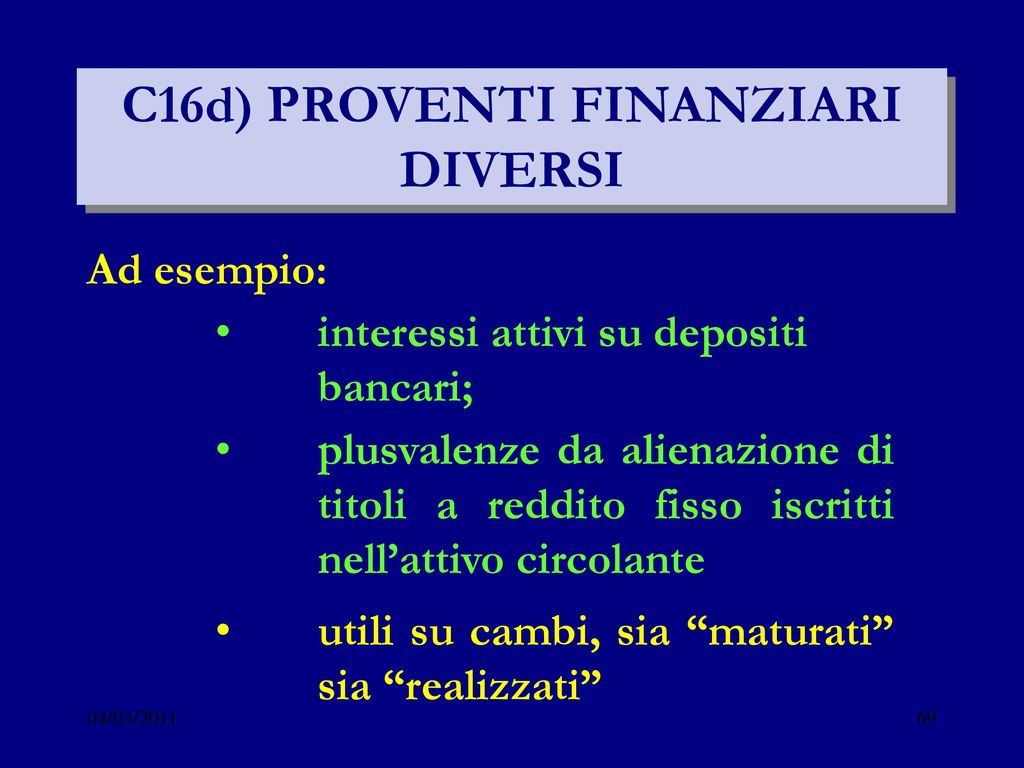 C16d) PROVENTI FINANZIARI DIVERSI