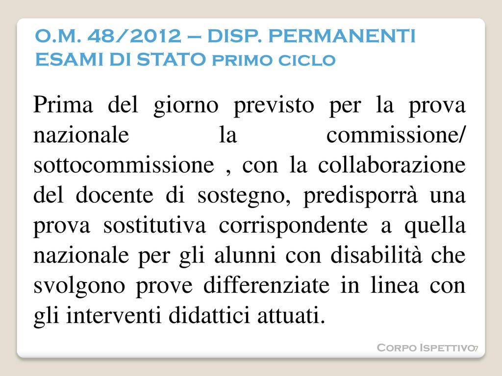 O.M. 48/2012 – DISP. PERMANENTI ESAMI DI STATO primo ciclo