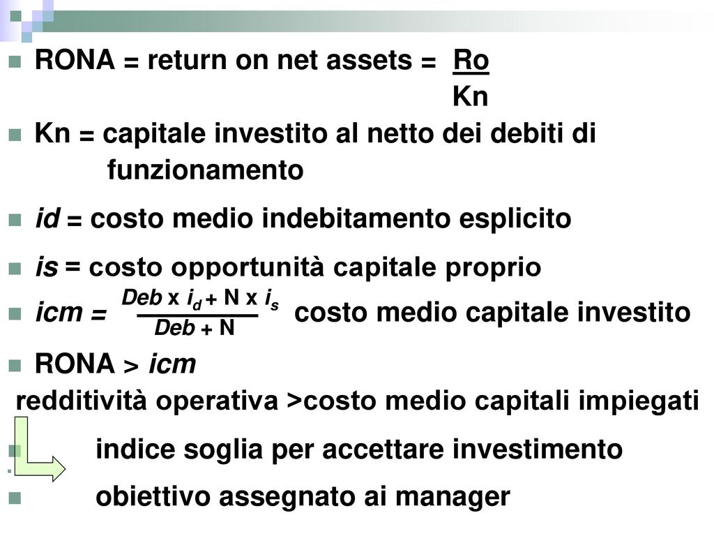 RONA = return on net assets = Ro Kn