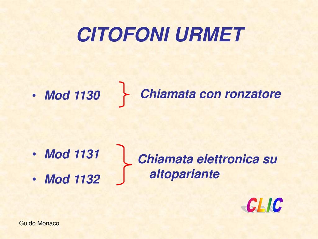 CITOFONI URMET Chiamata con ronzatore Mod 1130 Mod 1131