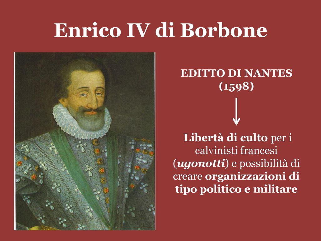 Enrico IV di Borbone EDITTO DI NANTES (1598)