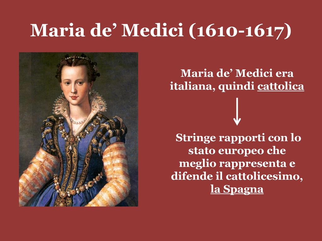 Maria de’ Medici era italiana, quindi cattolica