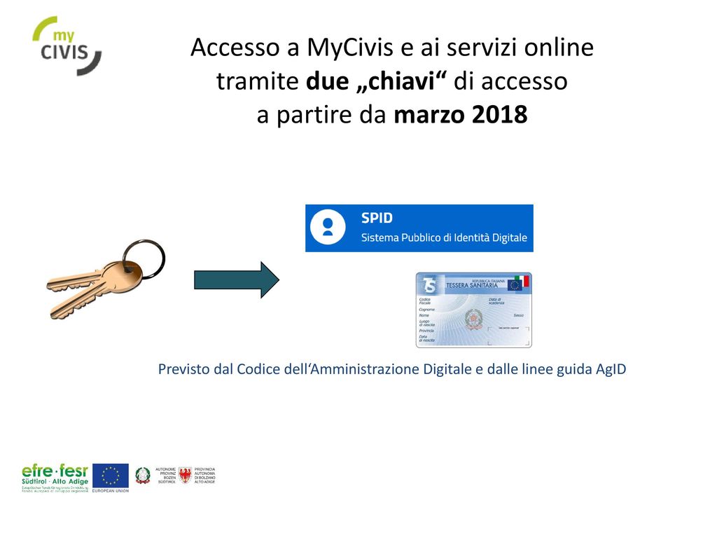 Accesso a MyCivis e ai servizi online tramite due „chiavi di accesso a partire da marzo 2018