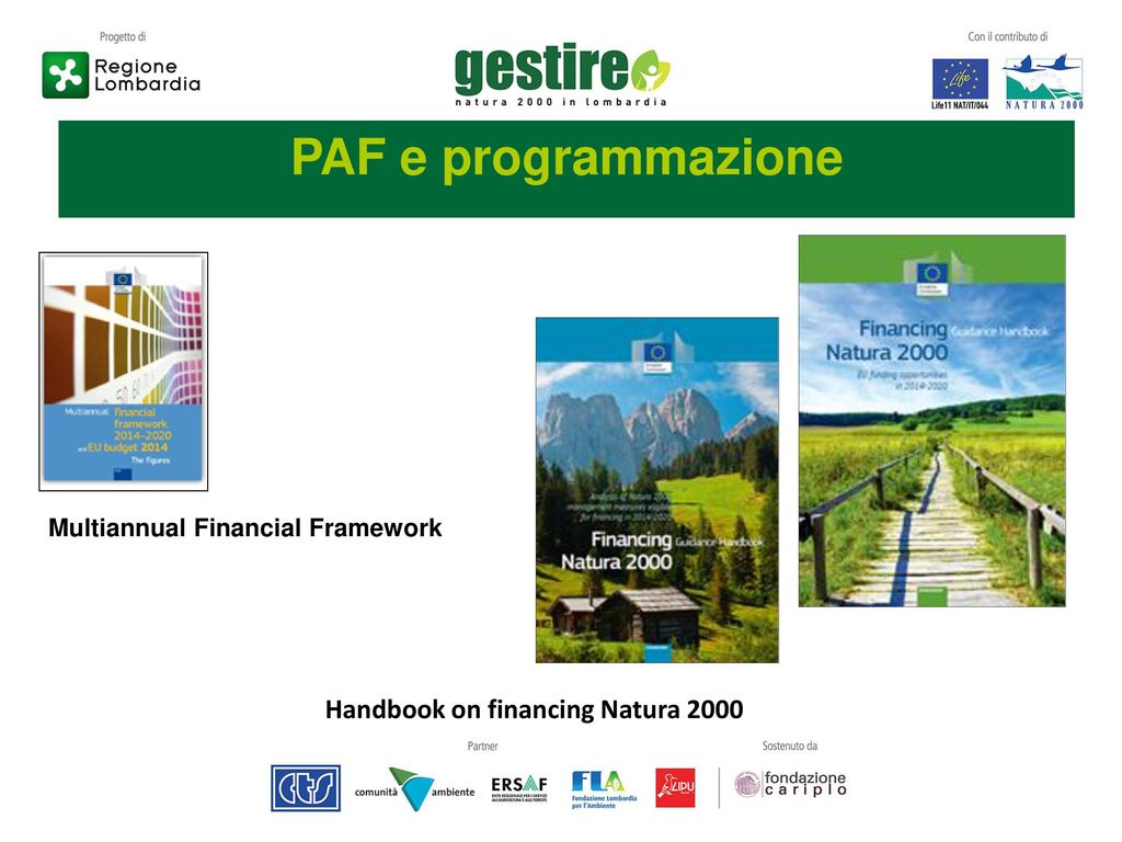 PAF e programmazione Handbook on financing Natura 2000