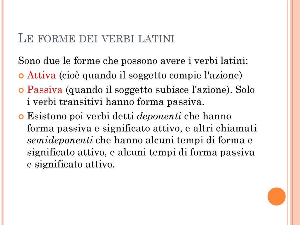 Le forme dei verbi latini