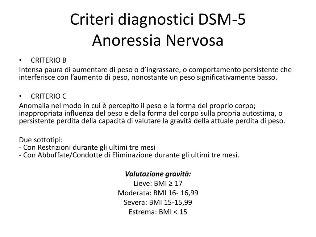 Schema sui criteri diagnostici del DSM-5 sul disturbo dello