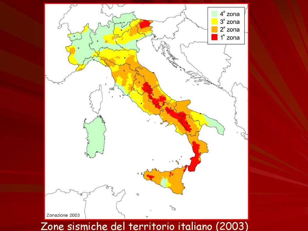 Four zone. Сейсмическая карта Италии. Сейсмические зоны Италии. Карта сейсмической активности Италии. Сейсмичность Италии на карте.