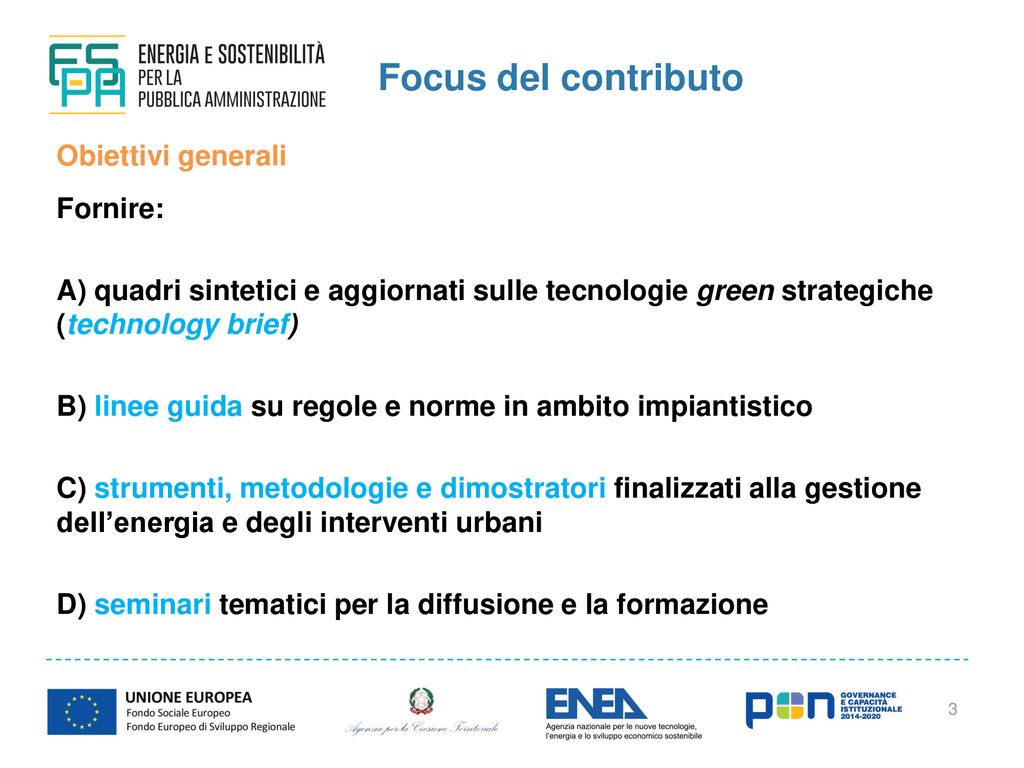 Contributo Del Dipartimento Tecnologie Energetiche Al Progetto ES-PA ...