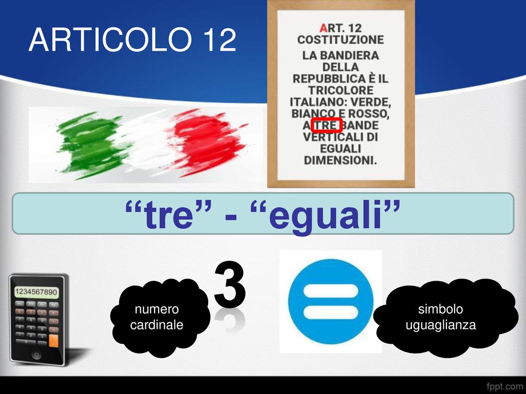ARTICOLO 12 tre - eguali 3 numero cardinale simbolo uguaglianza