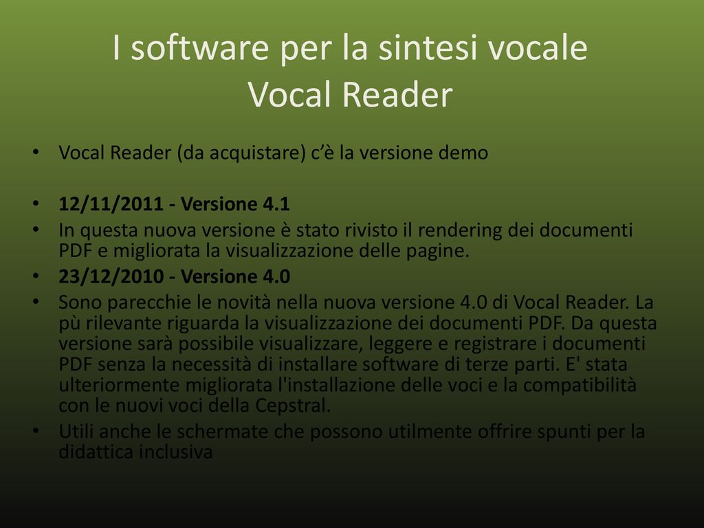 I software per la sintesi vocale Vocal Reader