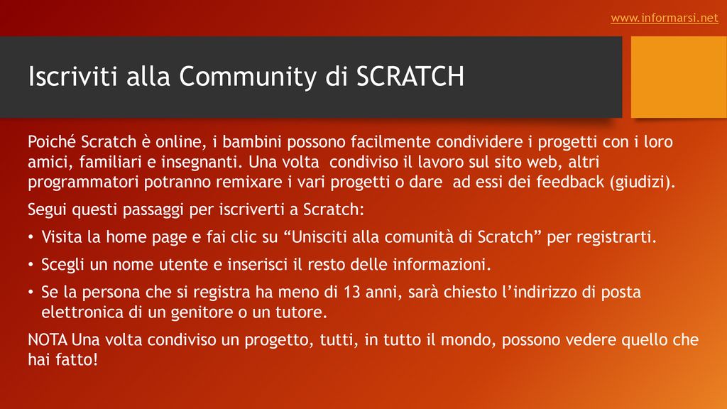Iscriviti alla Community di SCRATCH