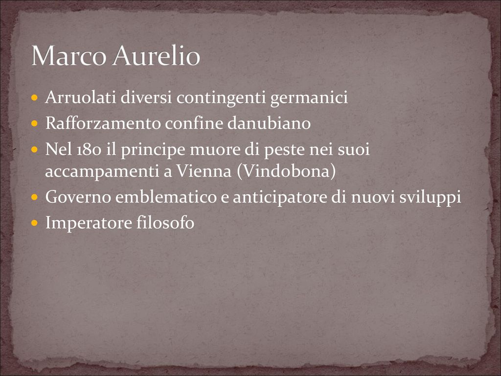 Marco Aurelio Arruolati diversi contingenti germanici