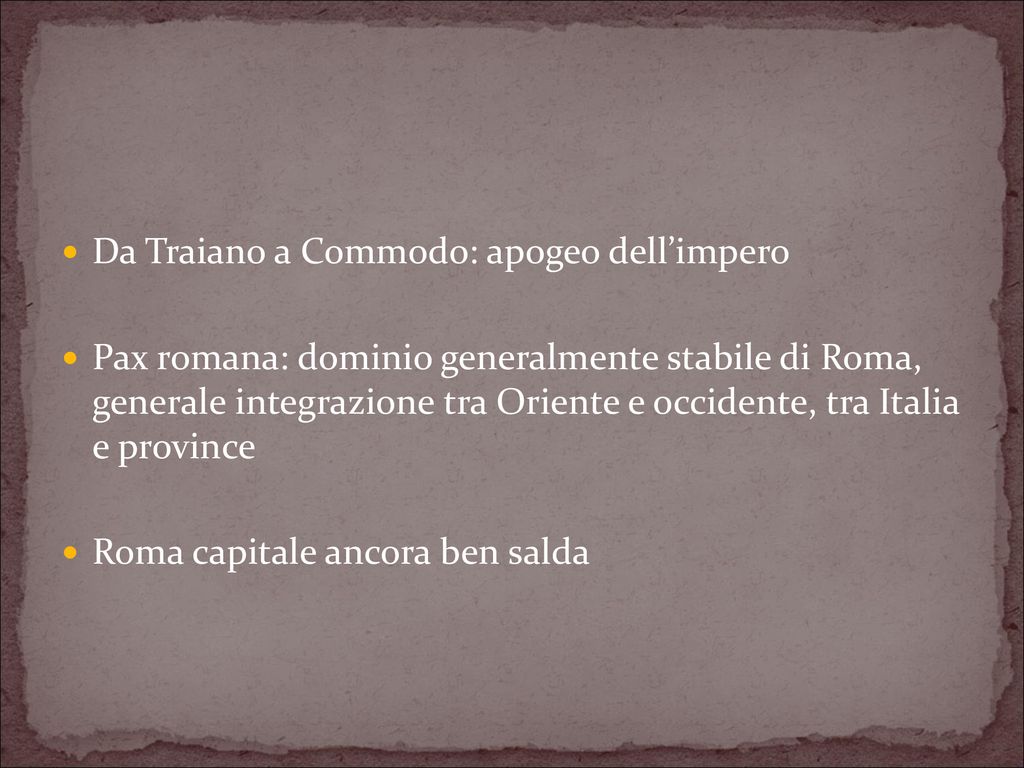 Da Traiano a Commodo: apogeo dell’impero