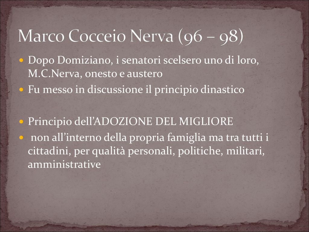 Marco Cocceio Nerva (96 – 98)
