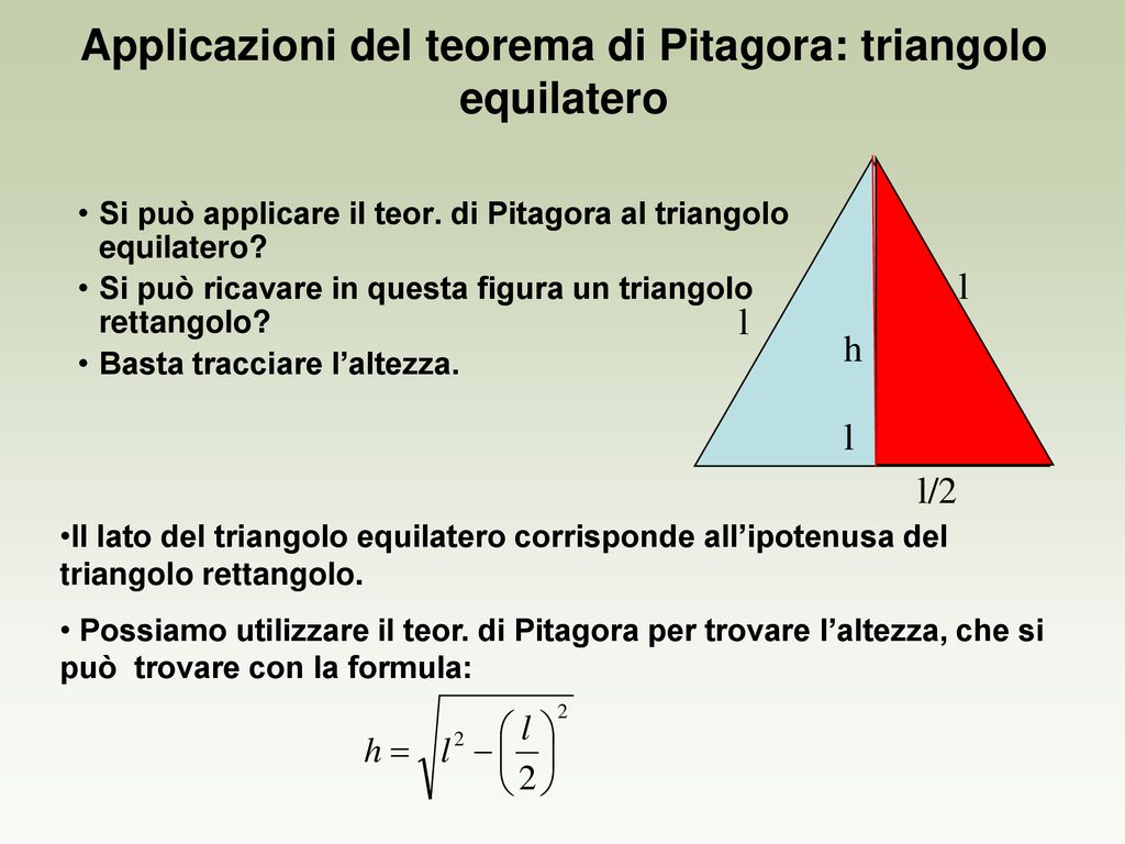 Applicazioni del teorema di Pitagora: triangolo equilatero