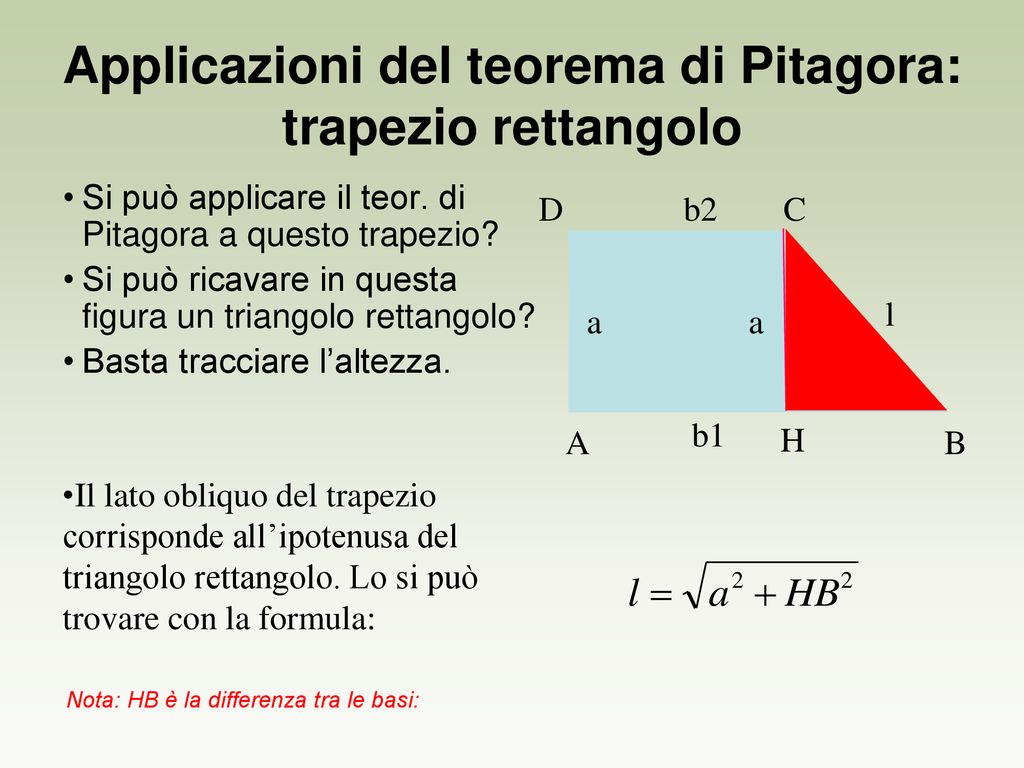 Applicazioni del teorema di Pitagora: trapezio rettangolo