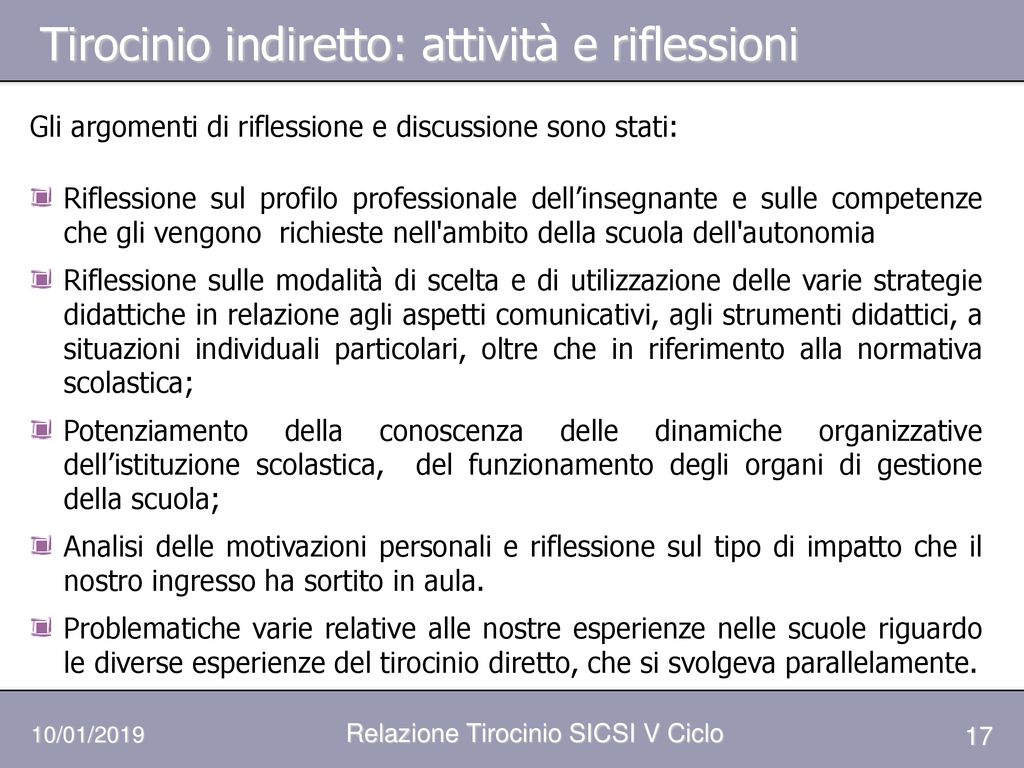 Relazione Di Tirocinio Indirizzo Tecnologico - Classe A Ppt Scaricare