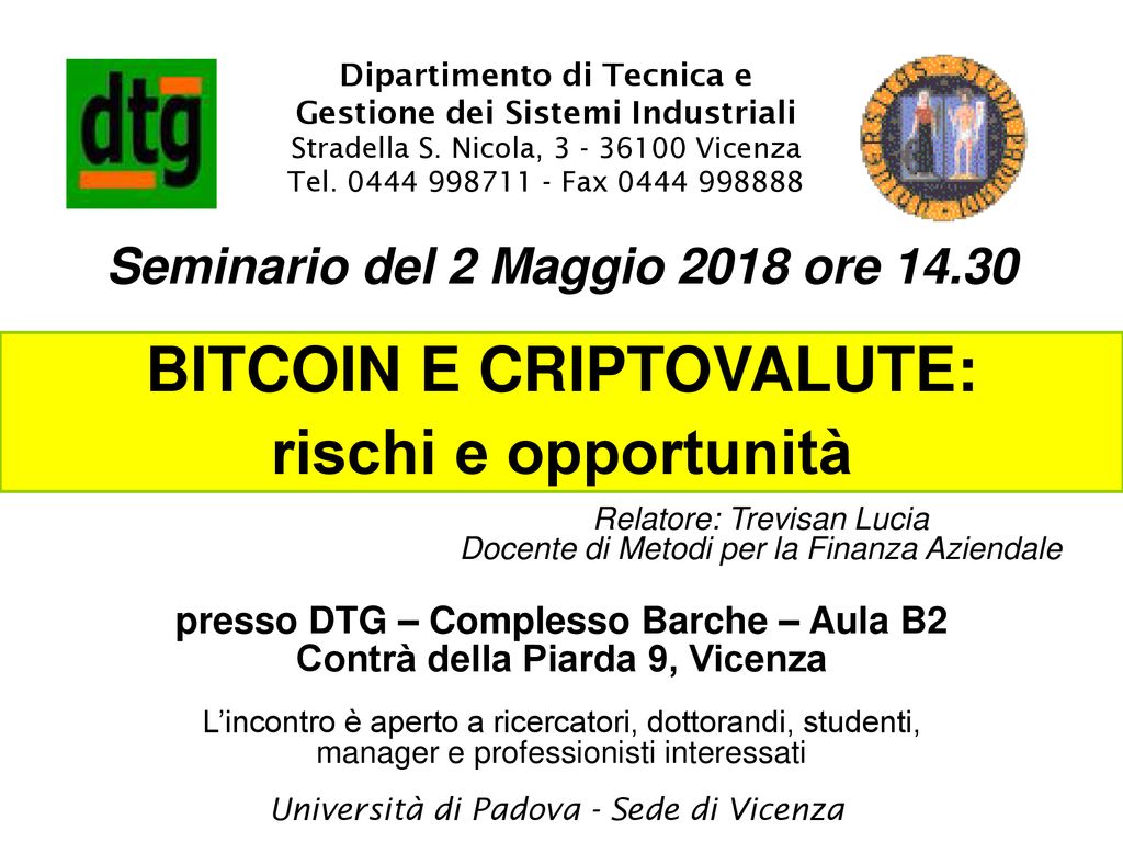 Bitcoin E Criptovalute Rischi E Opportunità Ppt Scaricare 6796