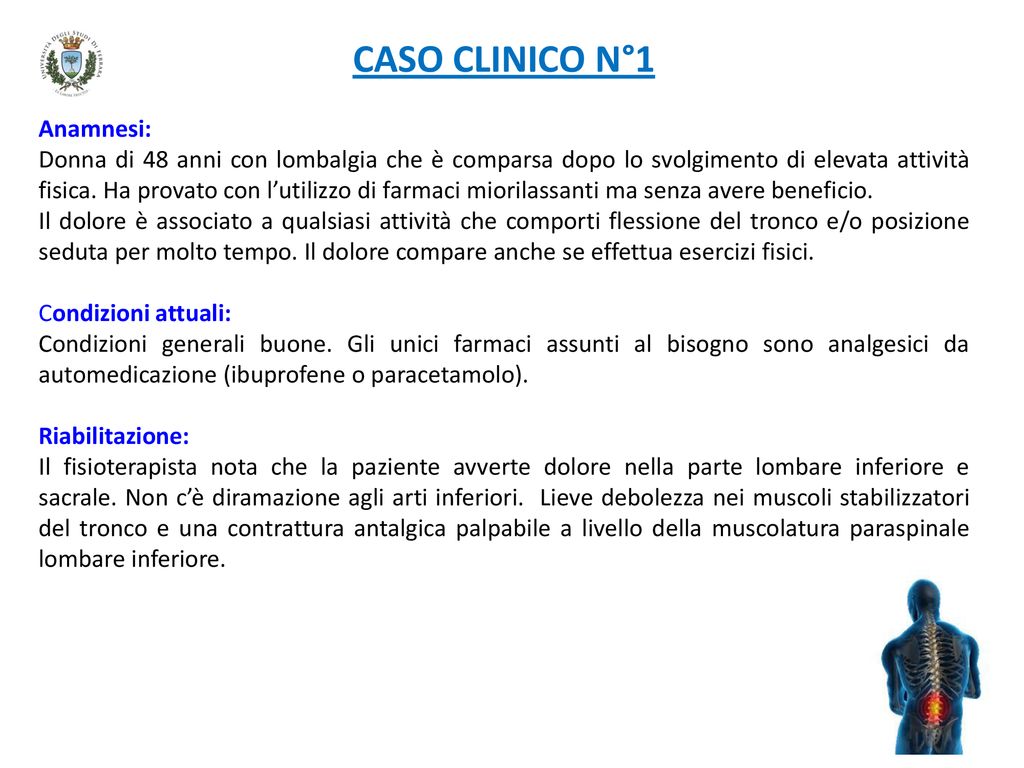 Esempi Di Casi Clinici Caso 1 Lombalgia Fans E Anestetici