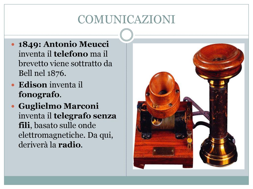 COMUNICAZIONI 1849: Antonio Meucci inventa il telefono ma il brevetto viene sottratto da Bell nel