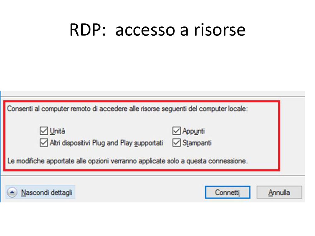 RDP: accesso a risorse