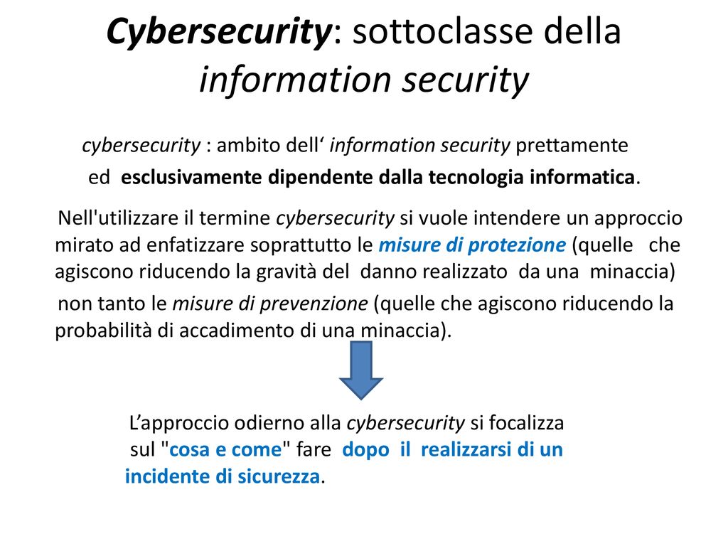Cybersecurity: sottoclasse della information security