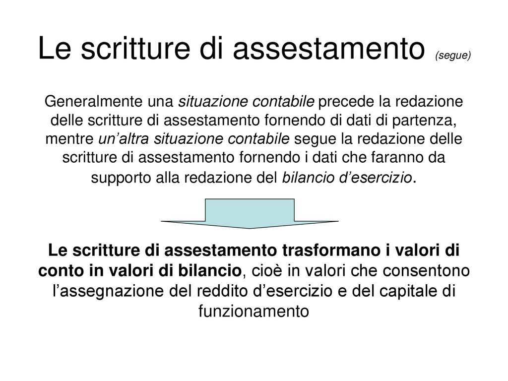 Le Scritture Di Assestamento - Ppt Scaricare