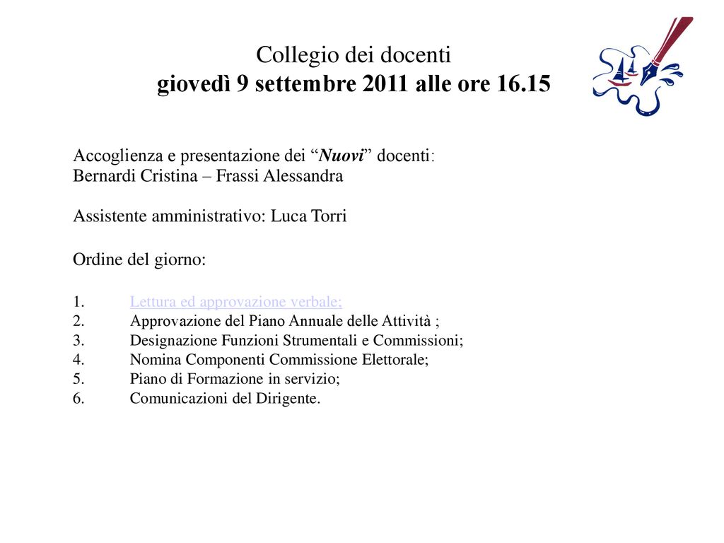 Collegio Docenti Del Settembre H Ppt Scaricare