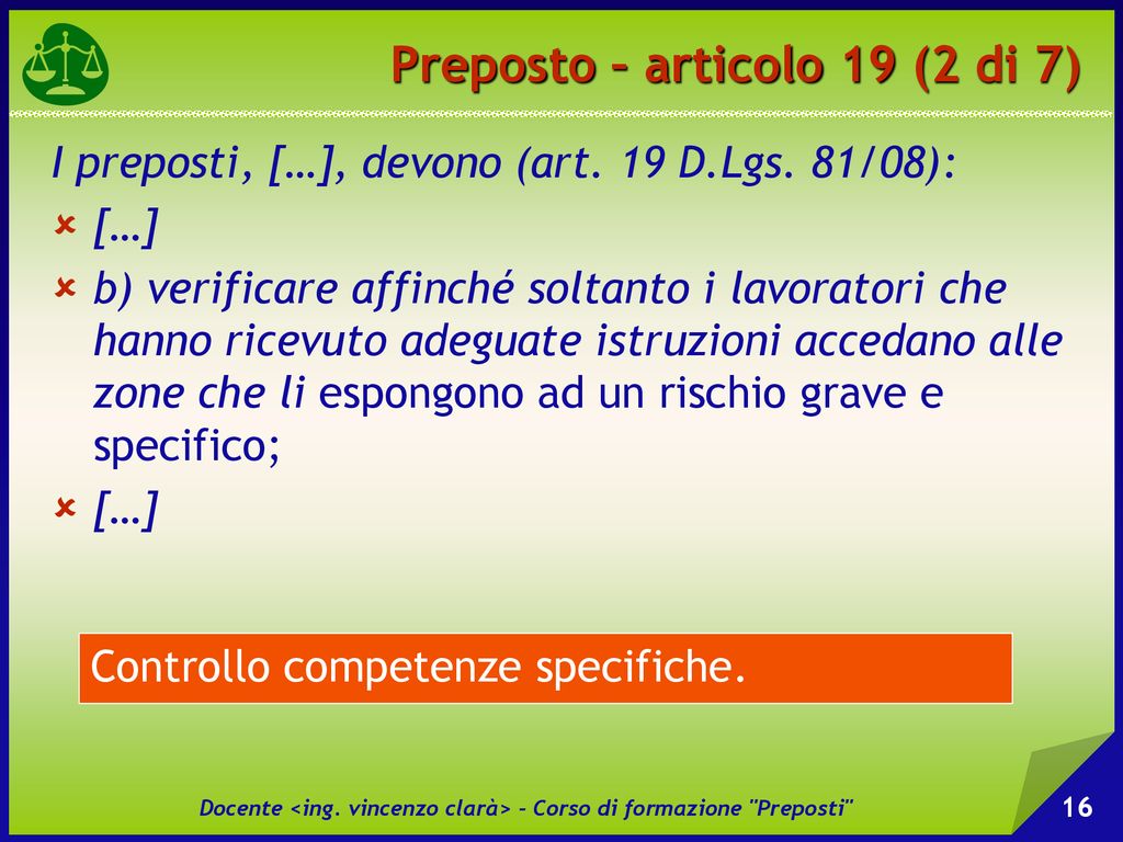 CORSO DI FORMAZIONE Per Preposti - Ppt Scaricare