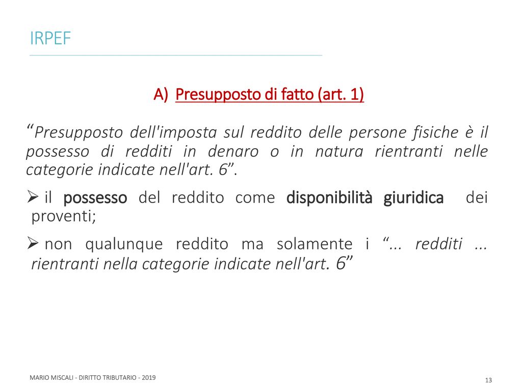 LEZIONE N. 4 L’IMPOSIZIONE SUL REDDITO Prof - Ppt Scaricare