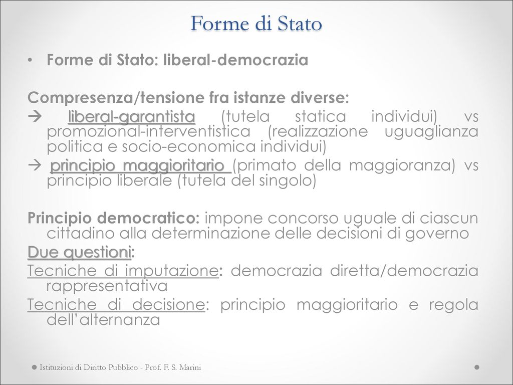 Istituzioni di Diritto Pubblico Prof. F. S. Marini - ppt scaricare