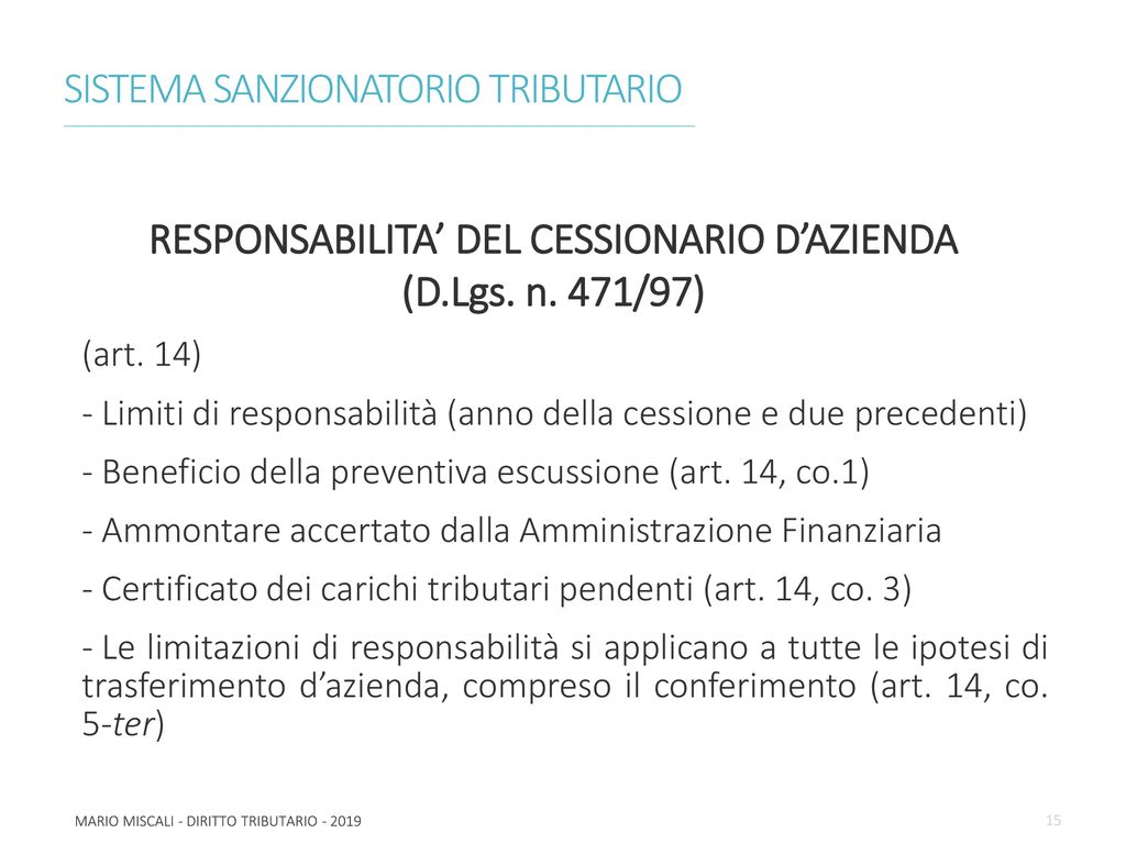 LEZIONE N. 12 IL REGIME SANZIONATORIO TRIBUTARIO Prof - Ppt Scaricare