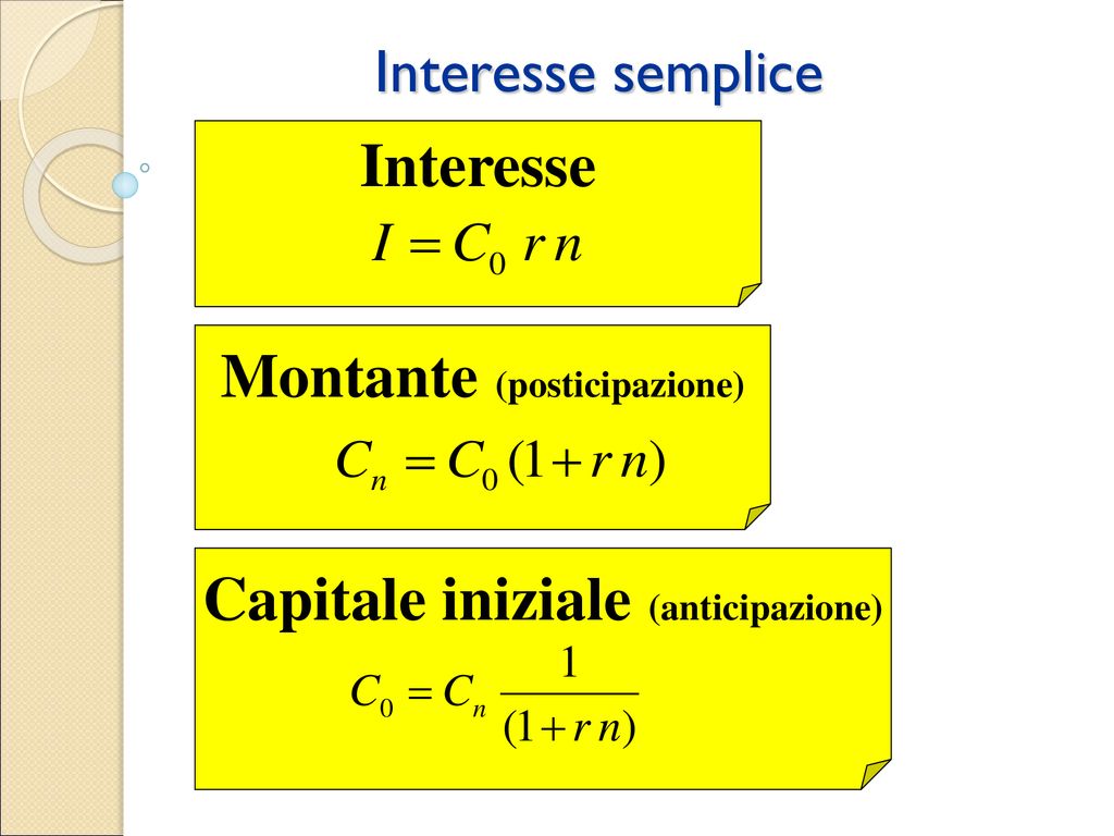 Elementi di Matematica Finanziaria –