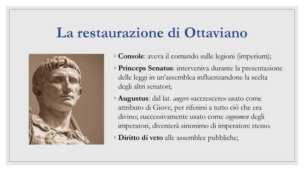 La restaurazione di Ottaviano