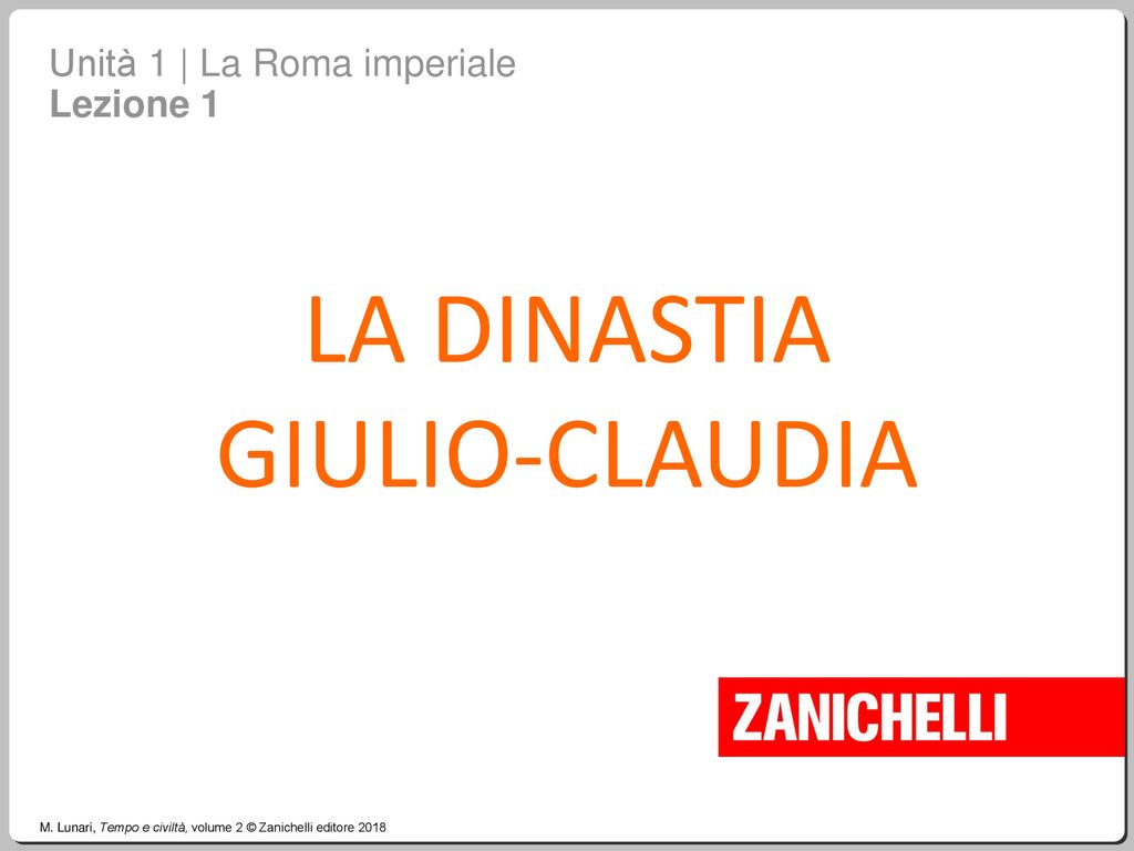 LA DINASTIA GIULIO-CLAUDIA Unità 1 | La Roma imperiale Lezione 1 1