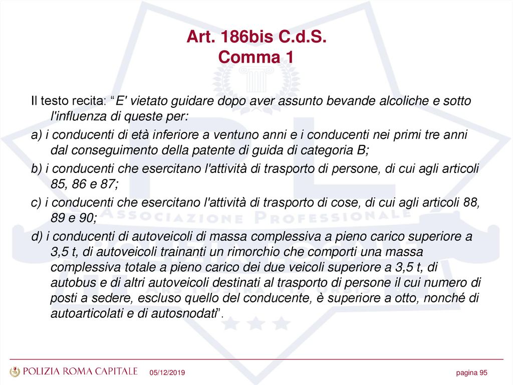 Art. 186bis C.d.S. Comma 1