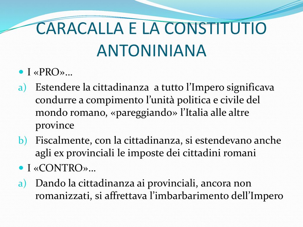 CARACALLA E LA CONSTITUTIO ANTONINIANA