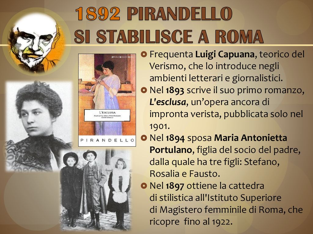 1892 PIRANDELLO SI STABILISCE A ROMA