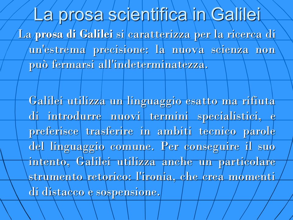 La prosa scientifica in Galilei