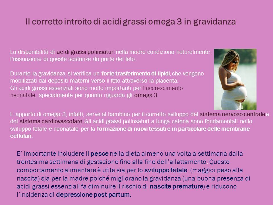 Il corretto introito di acidi grassi omega 3 in gravidanza