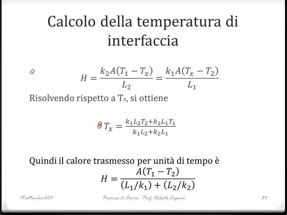 Calcolo della temperatura di interfaccia