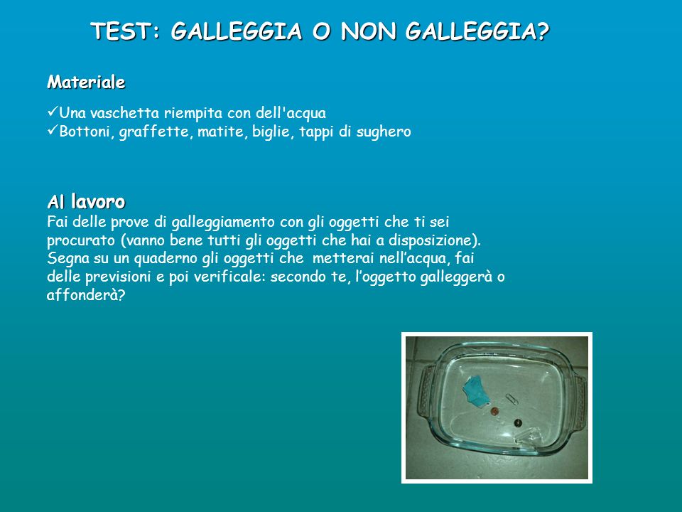 TEST: GALLEGGIA O NON GALLEGGIA