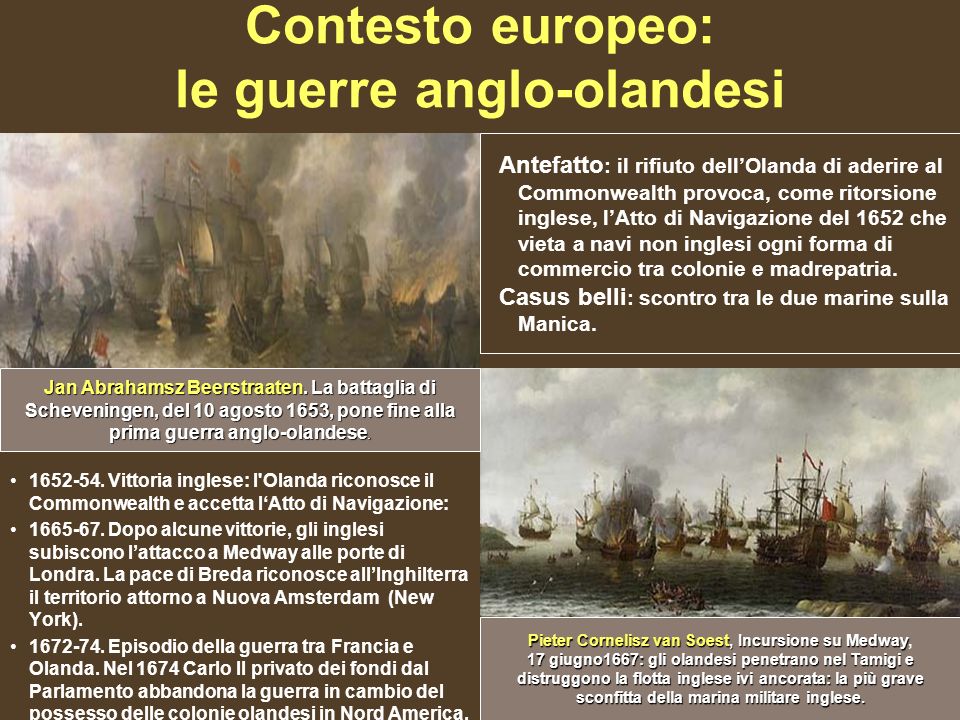 Contesto europeo: le guerre anglo-olandesi