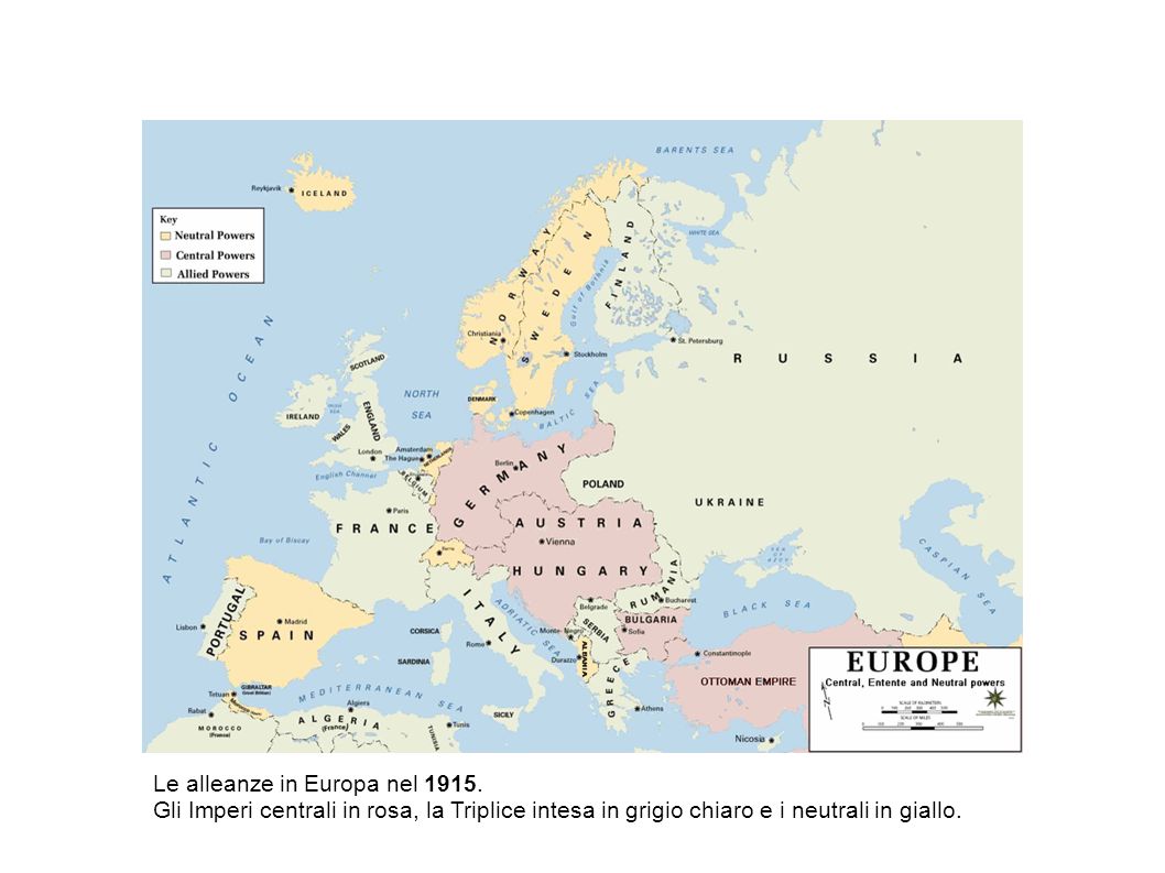 Le alleanze in Europa nel 1915.